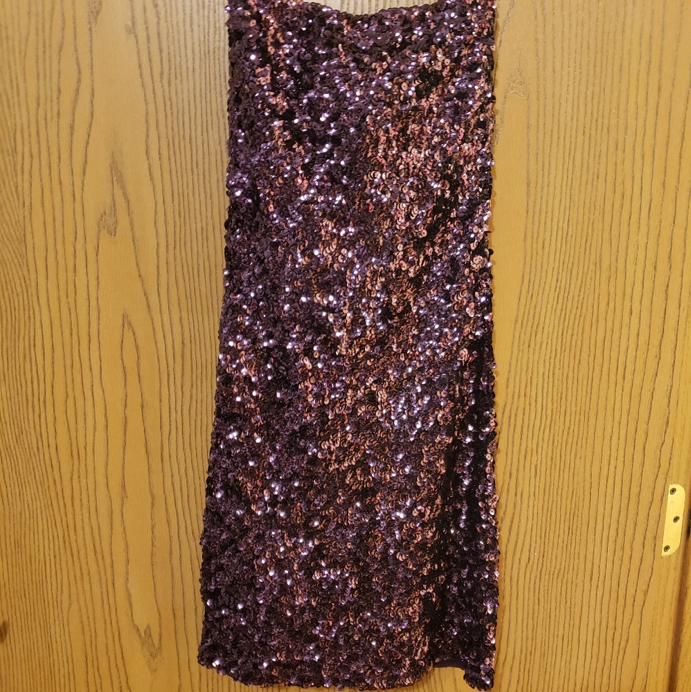 New Strapless Purple Sequin Dress - Picture 2 of 10